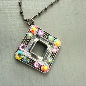 Anne Koplik Silver Tone Crystal Pendant Necklace